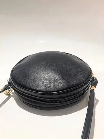 1980s GUCCI VINTAGE NAVY BLUE ROUND GG CROSSBODY BAG