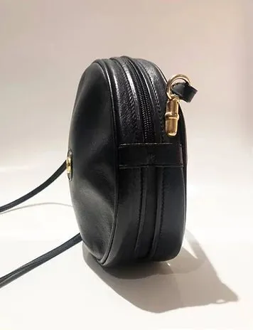 1980s GUCCI VINTAGE NAVY BLUE ROUND GG CROSSBODY BAG