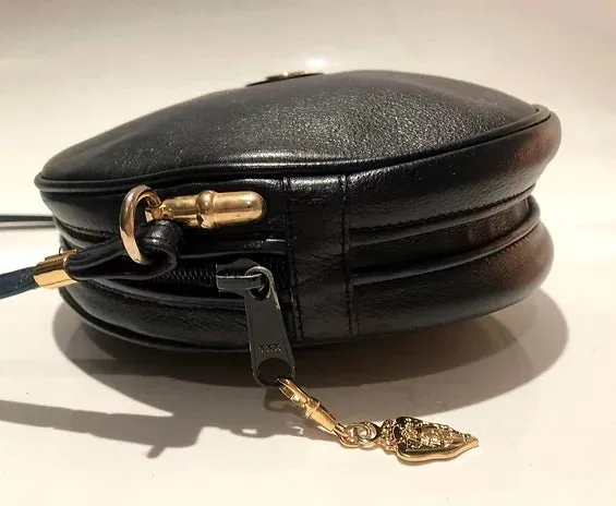 1980s GUCCI VINTAGE NAVY BLUE ROUND GG CROSSBODY BAG
