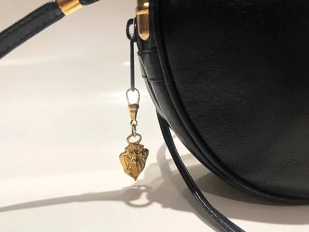 1980s GUCCI VINTAGE NAVY BLUE ROUND GG CROSSBODY BAG