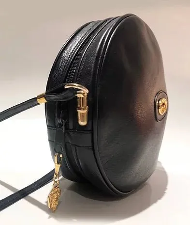 1980s GUCCI VINTAGE NAVY BLUE ROUND GG CROSSBODY BAG