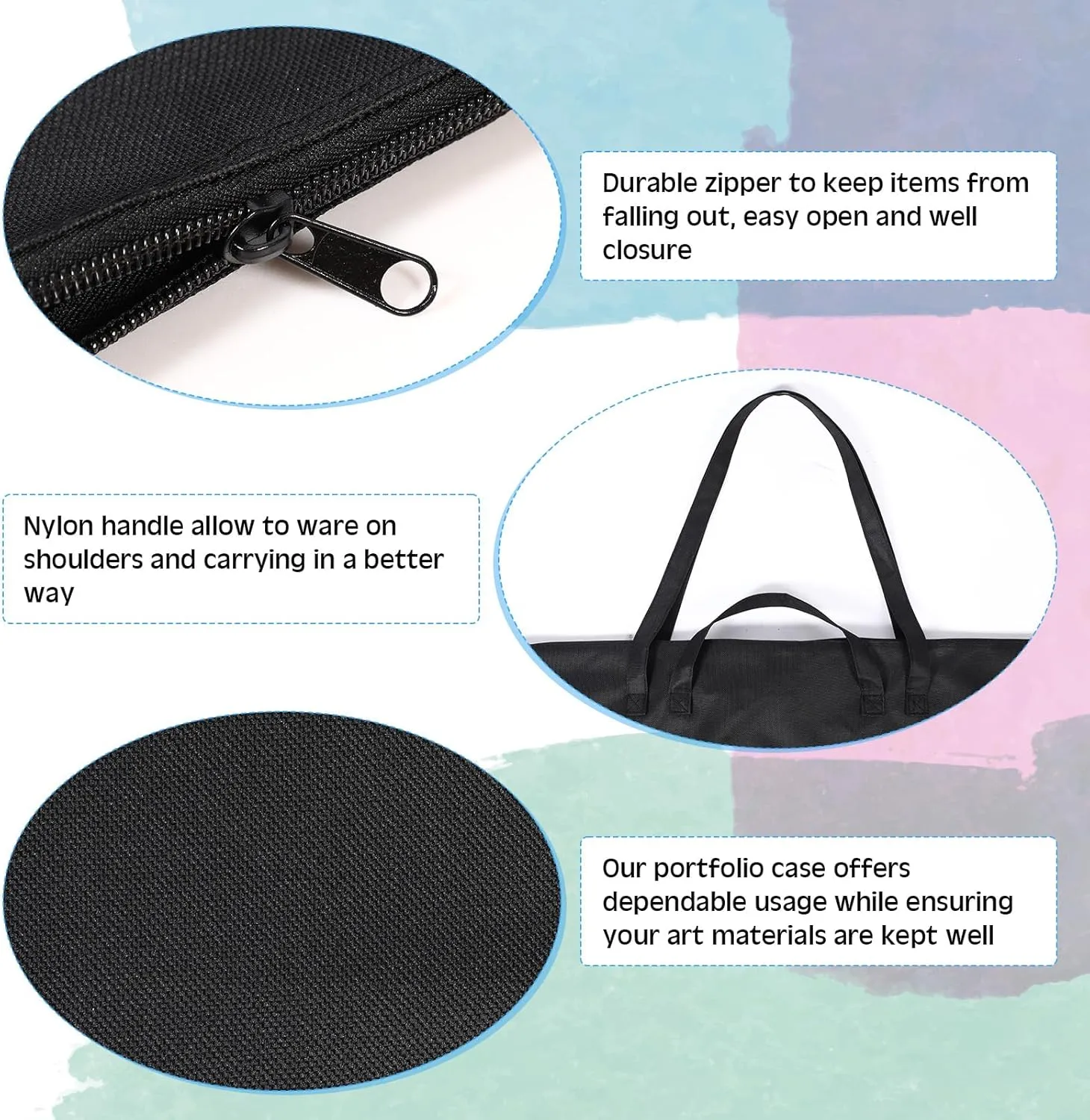 Abbylike 48 x 36 Inch Art Portfolio Bag Large Size Art Supply Bag with Nylon Shoulder Waterproof Poster Board Storage Carrying Case Tote Painting Sketch for Art Work(Black,1 Pcs)