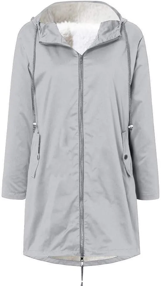 Aniywn Fleece-Lined Rain Jacket for Women Waterproof Windproof Snow Ski Hooded Jacket Winter Outdoor Windbreaker Coat