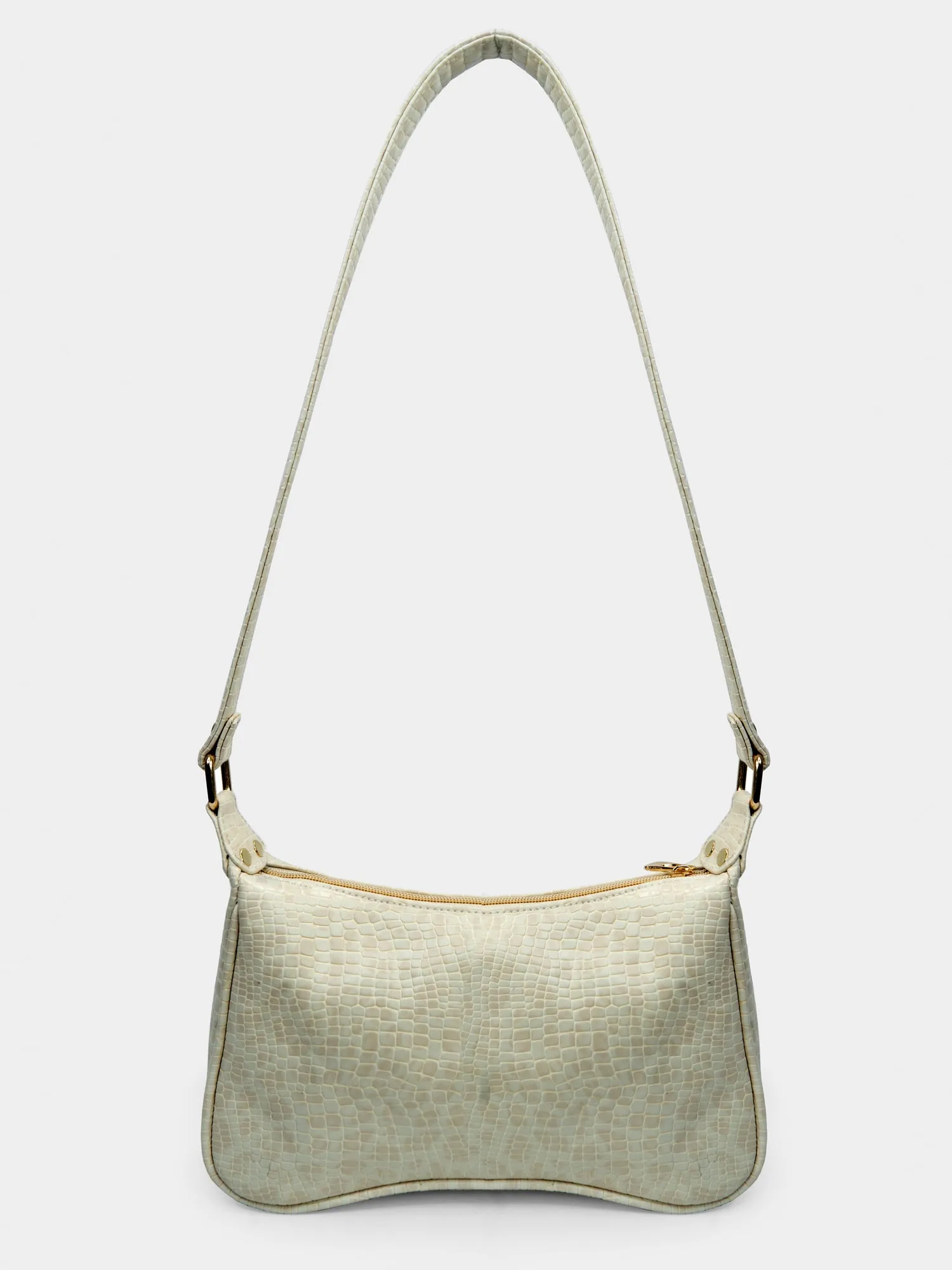 Beige Retro Shoulder Baguette With Twin Pockets | Modern Myth