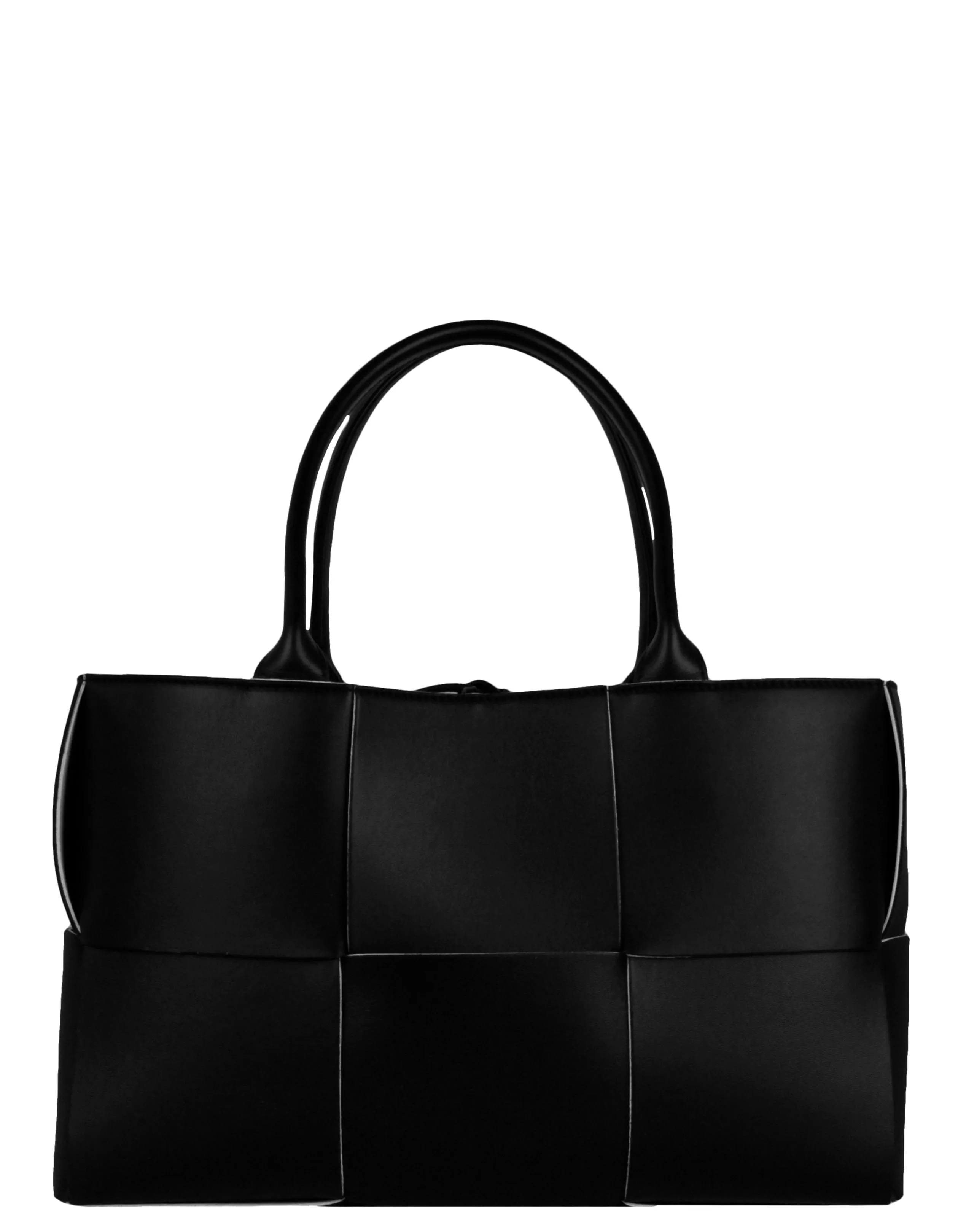 Bottega Veneta Black/ White Medium Arco Intrecciato Leather Tote Bag
