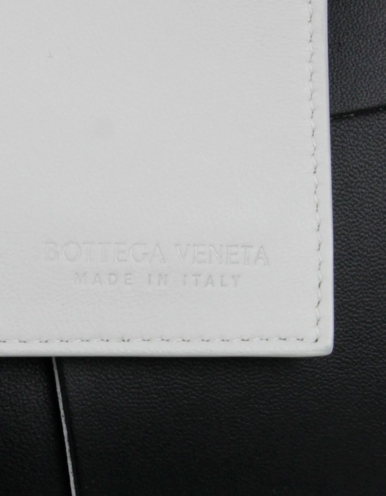 Bottega Veneta Black/ White Medium Arco Intrecciato Leather Tote Bag
