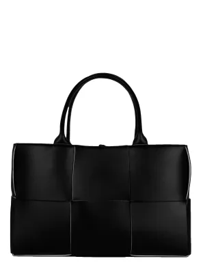 Bottega Veneta Black/ White Medium Arco Intrecciato Leather Tote Bag