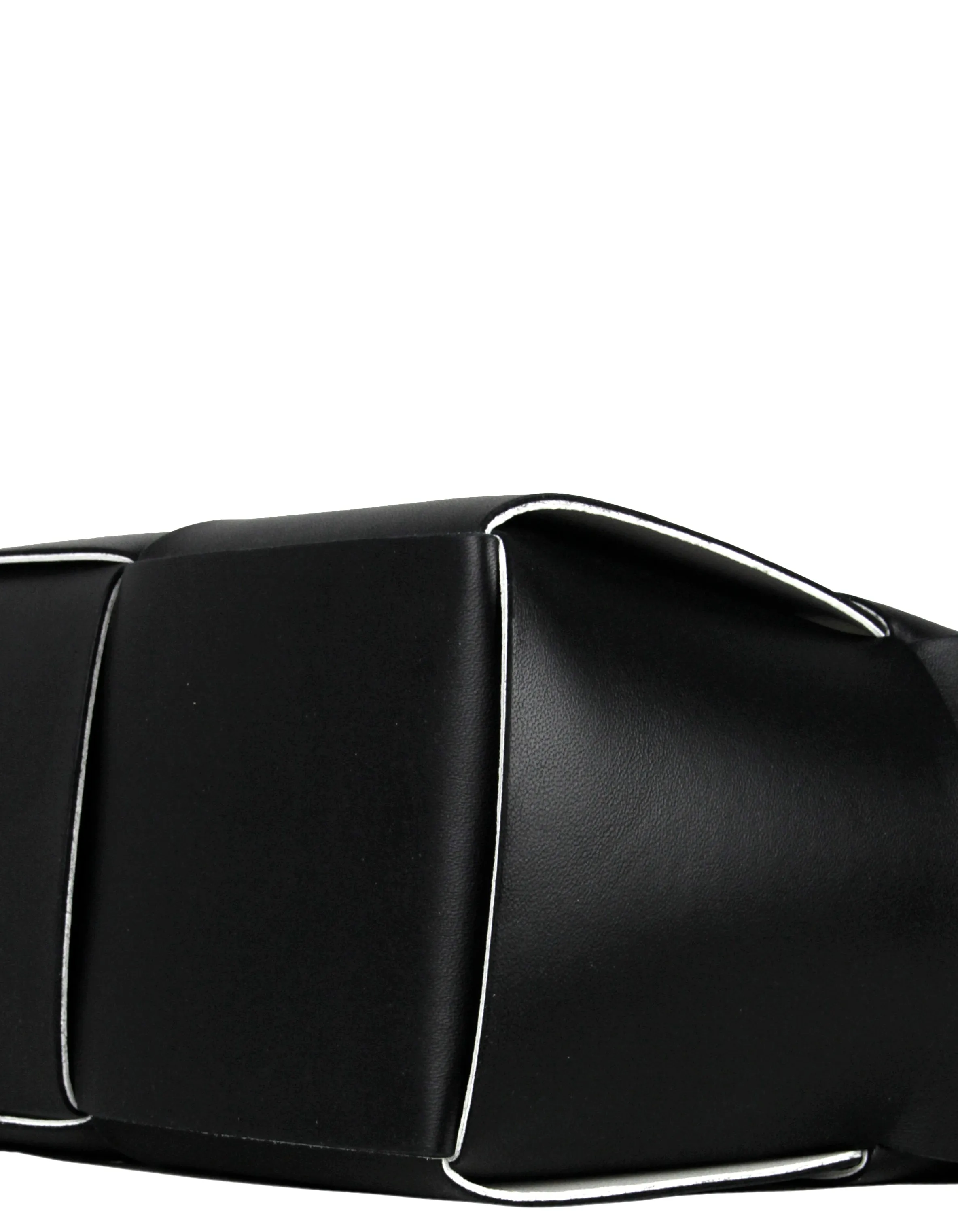 Bottega Veneta Black/ White Medium Arco Intrecciato Leather Tote Bag