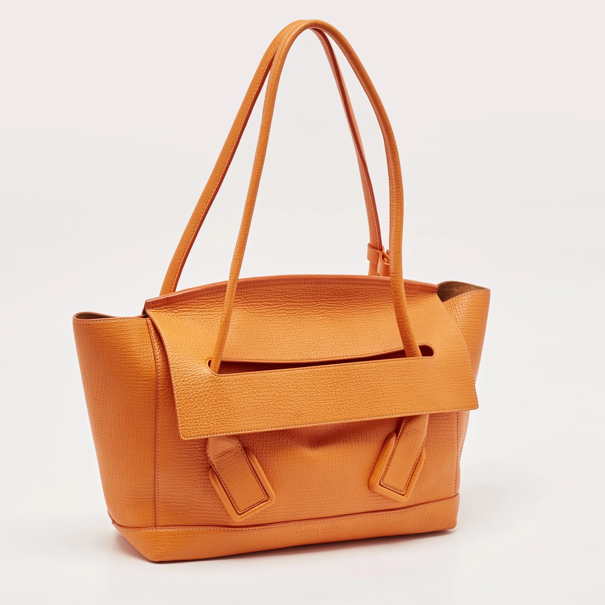 Bottega Veneta Orange Leather Arco Flap Tote
