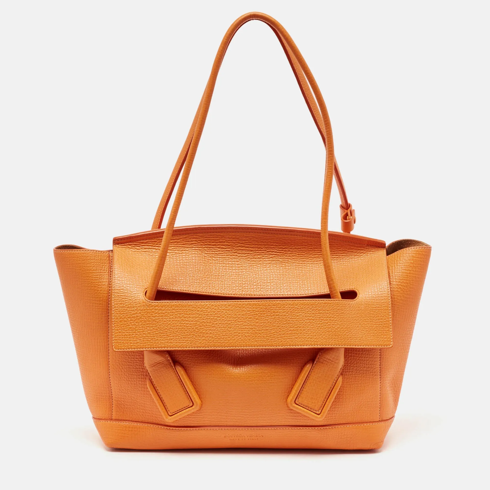 Bottega Veneta Orange Leather Arco Flap Tote
