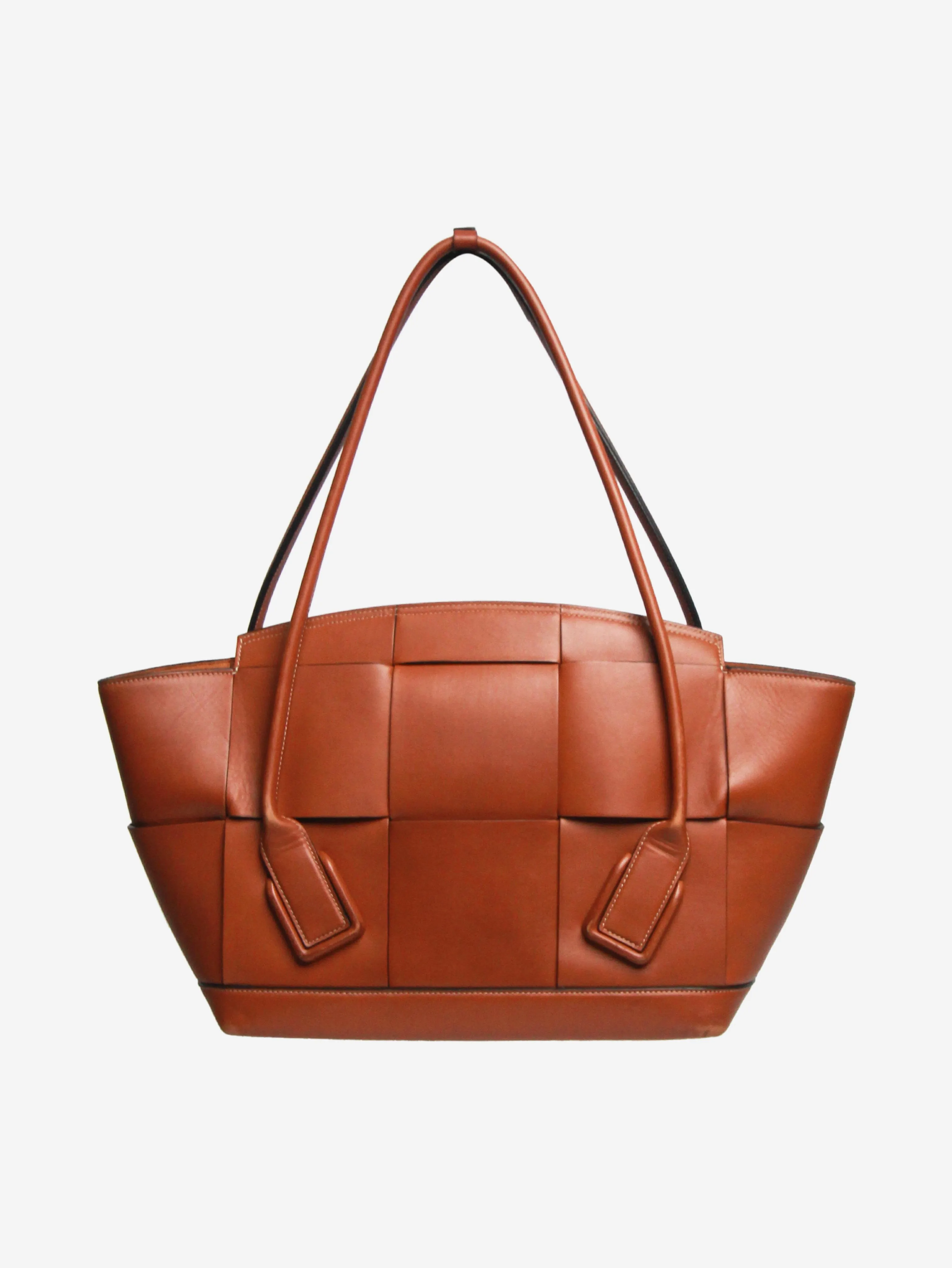 Brown large Arco Intrecciato leather tote bag