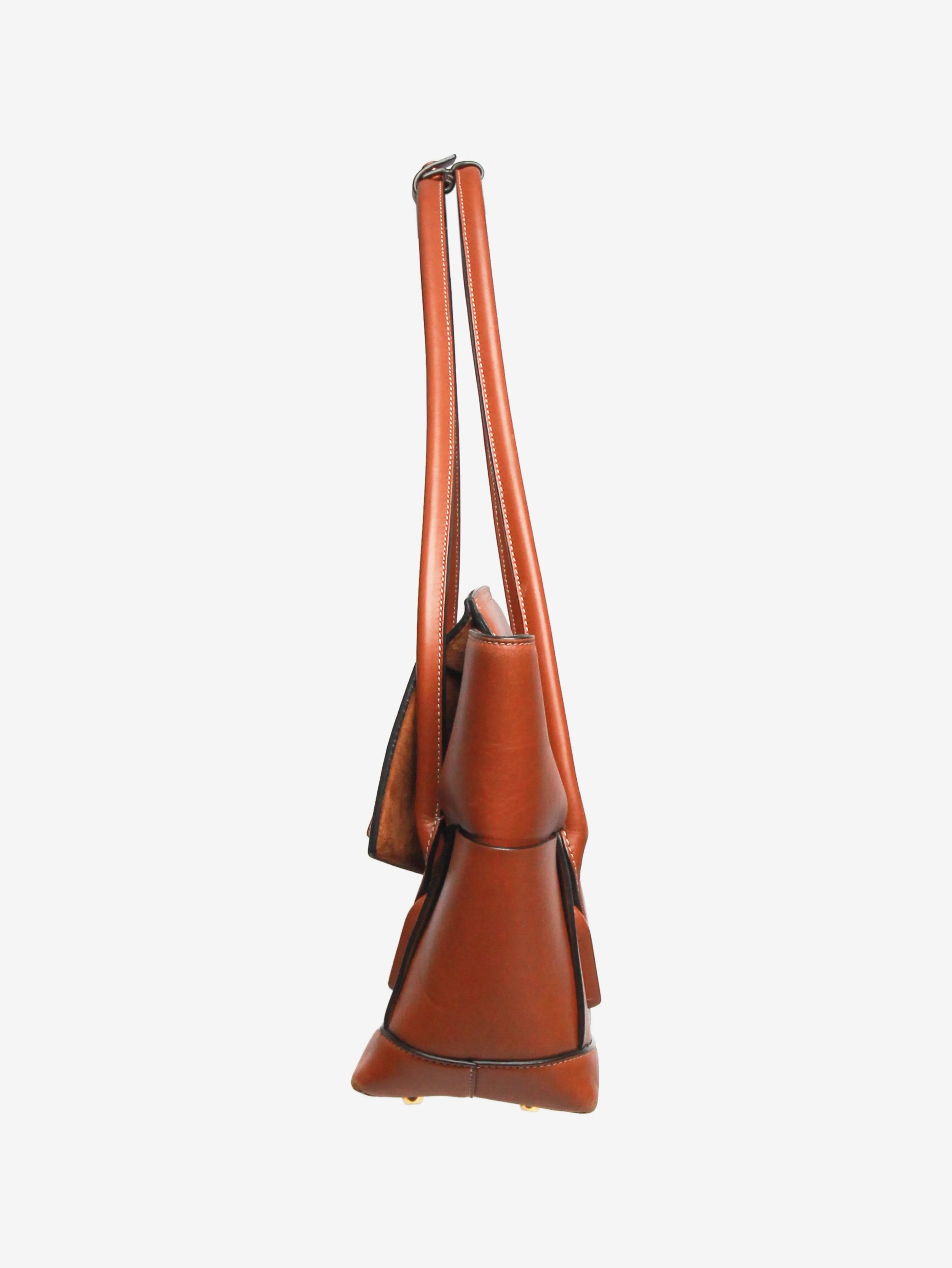Brown large Arco Intrecciato leather tote bag