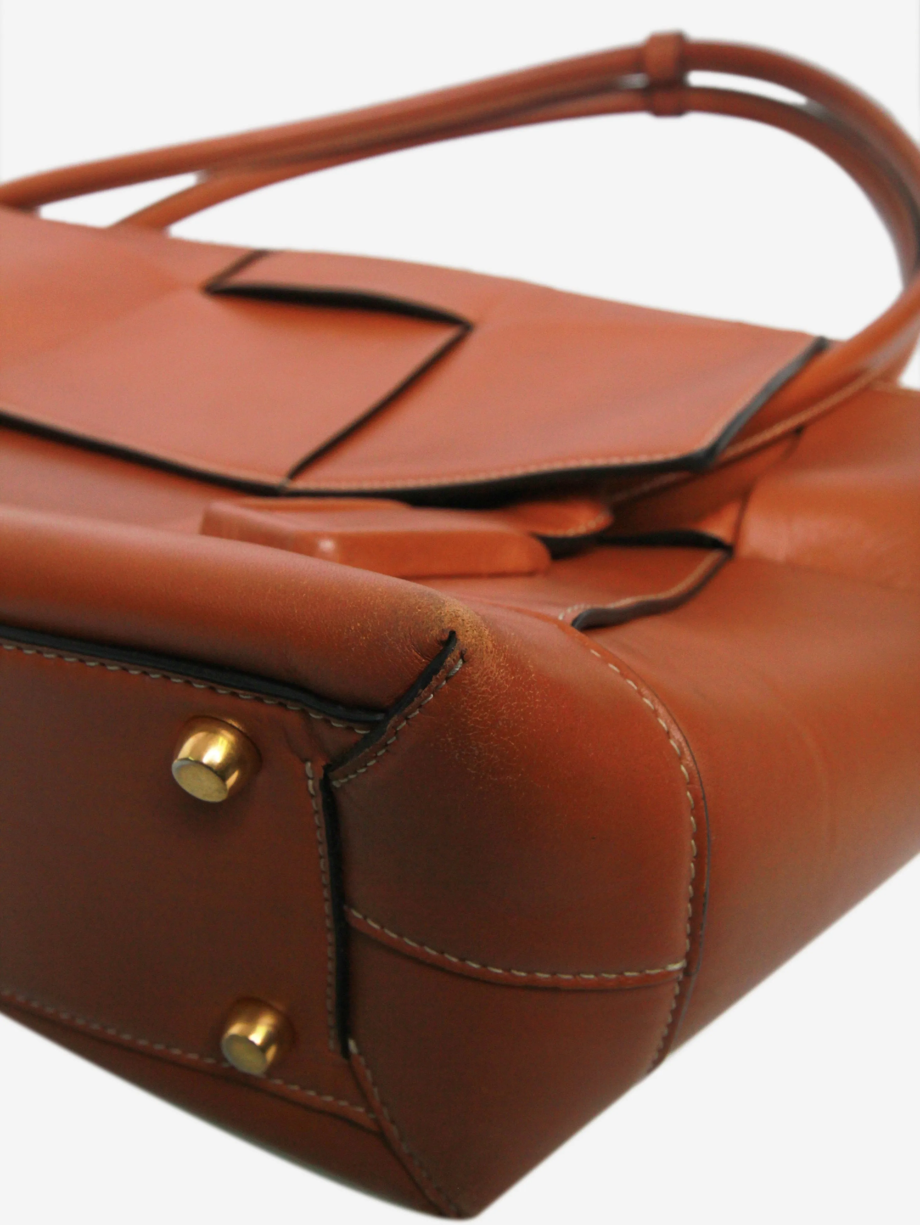Brown large Arco Intrecciato leather tote bag