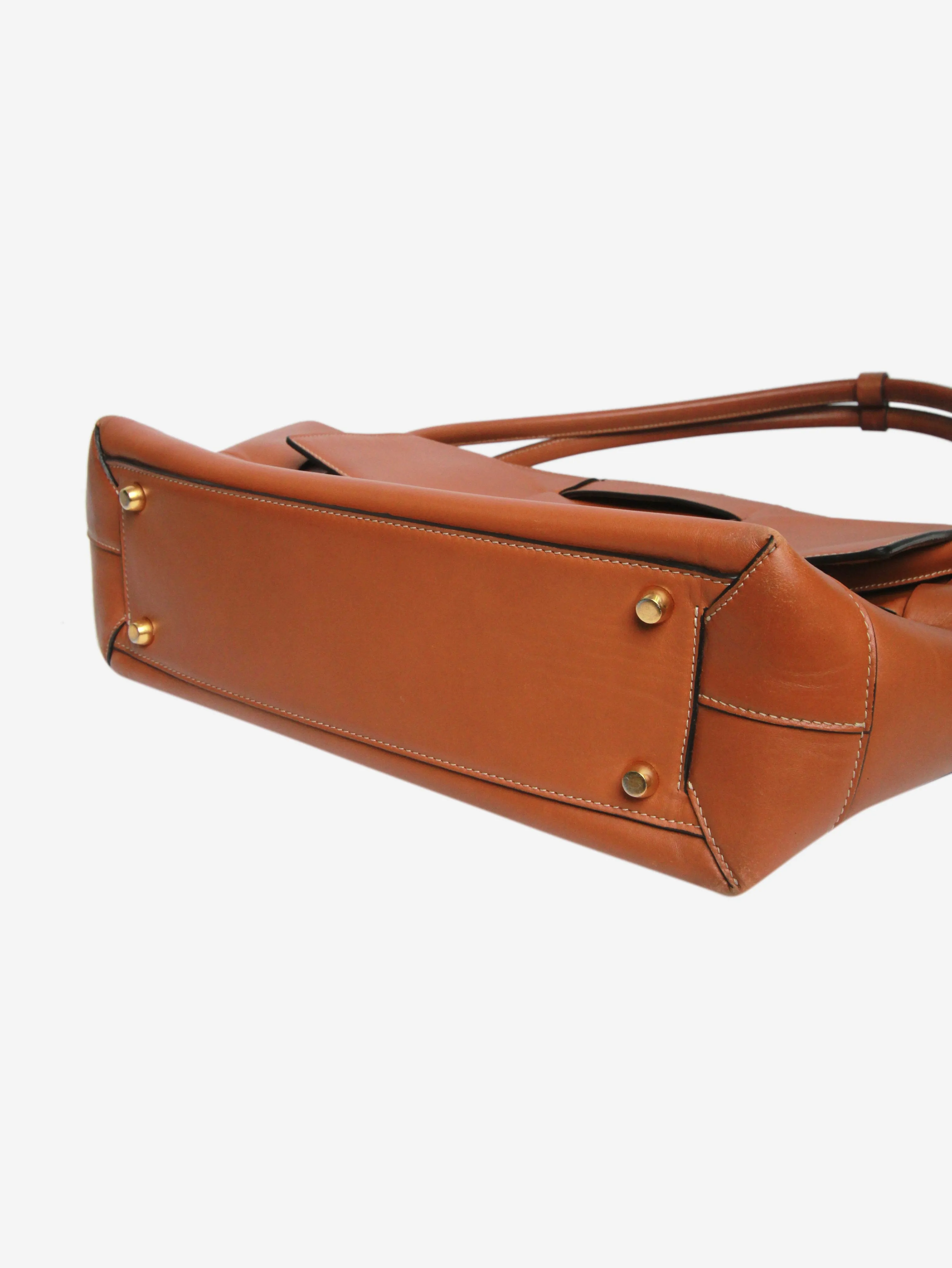 Brown large Arco Intrecciato leather tote bag