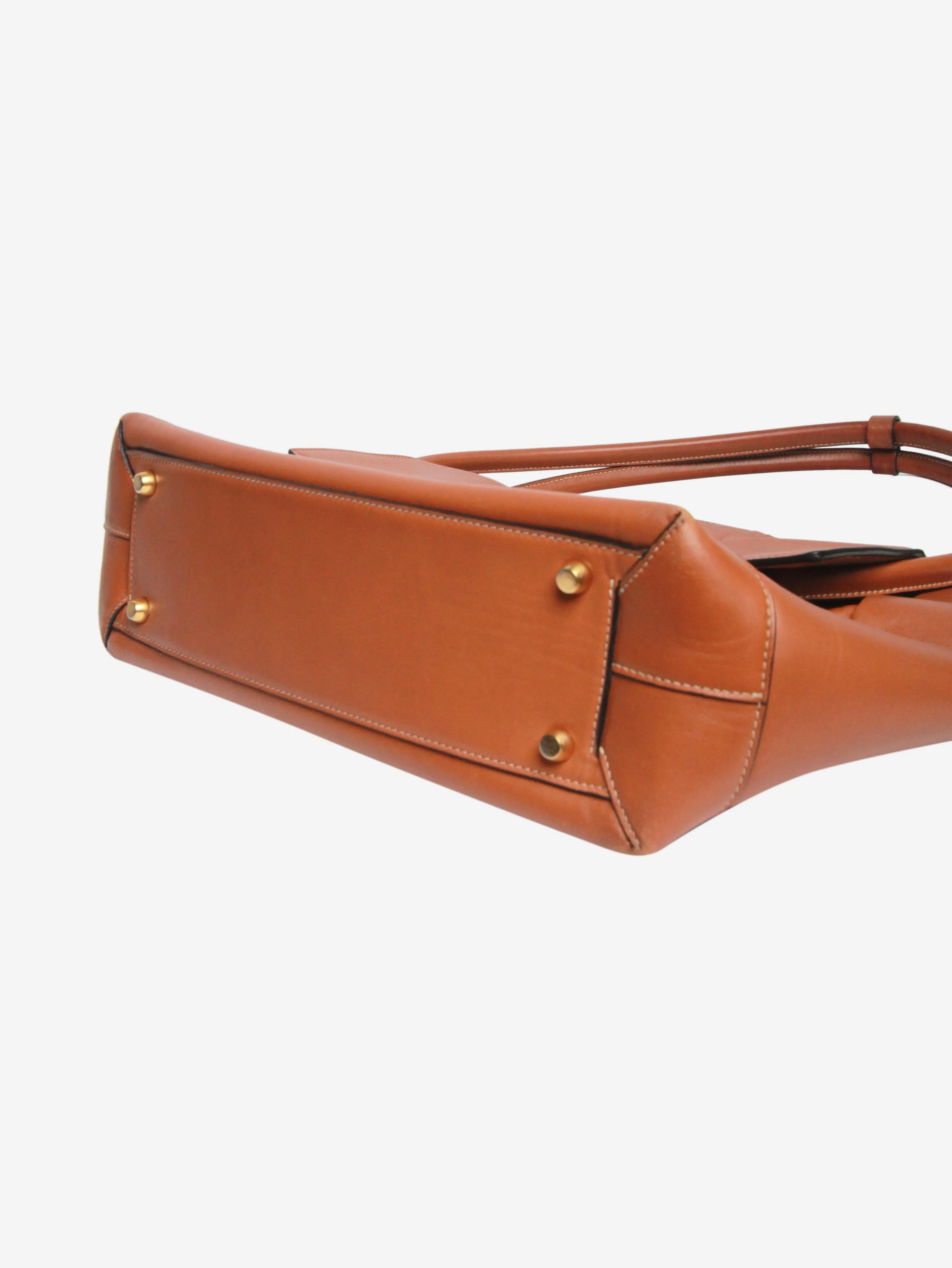 Brown large Arco Intrecciato leather tote bag