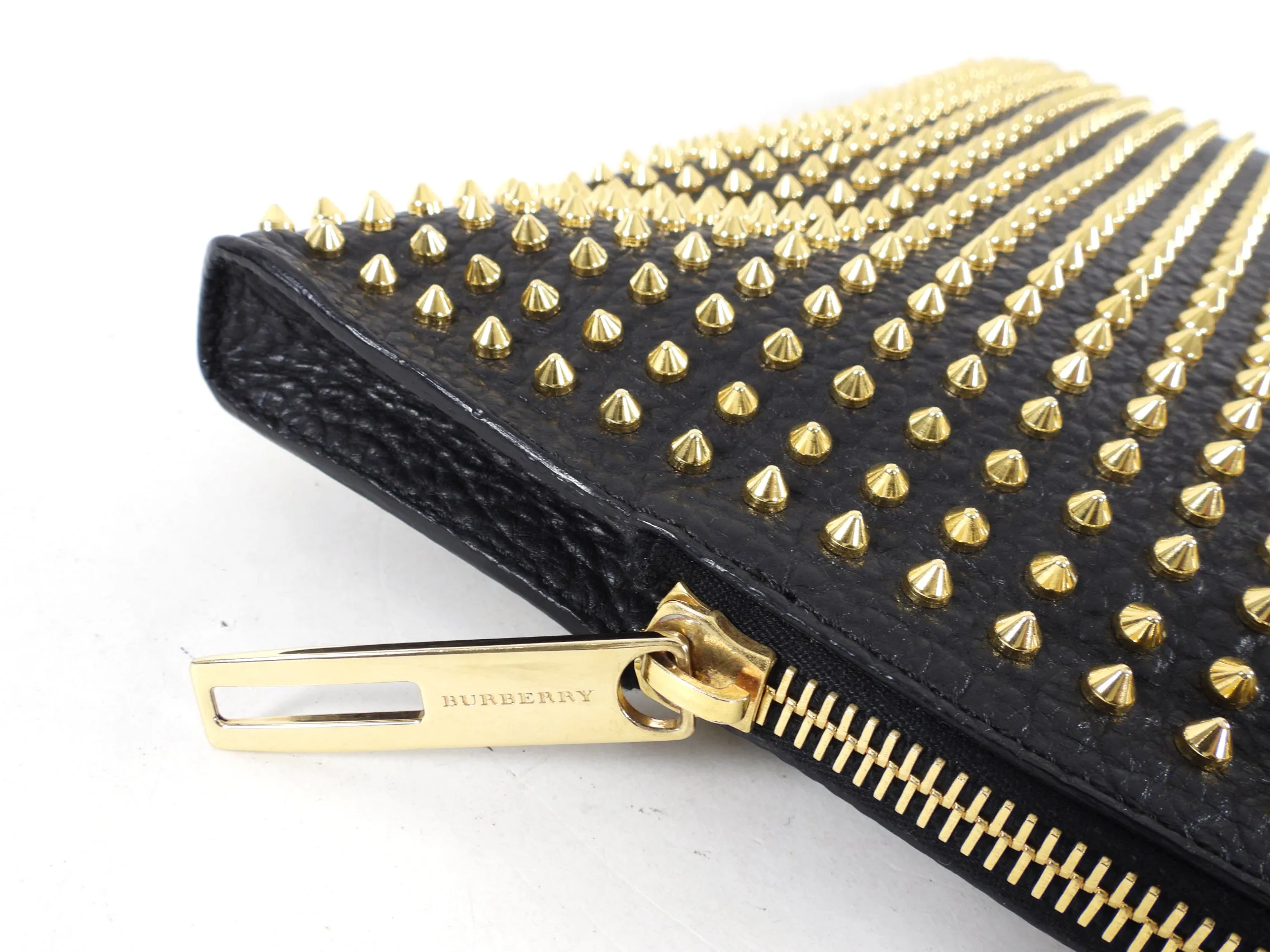 Burberry Prorsum Black Leather Studded Clutch Portfolio Bag