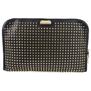 Burberry Prorsum Black Leather Studded Clutch Portfolio Bag
