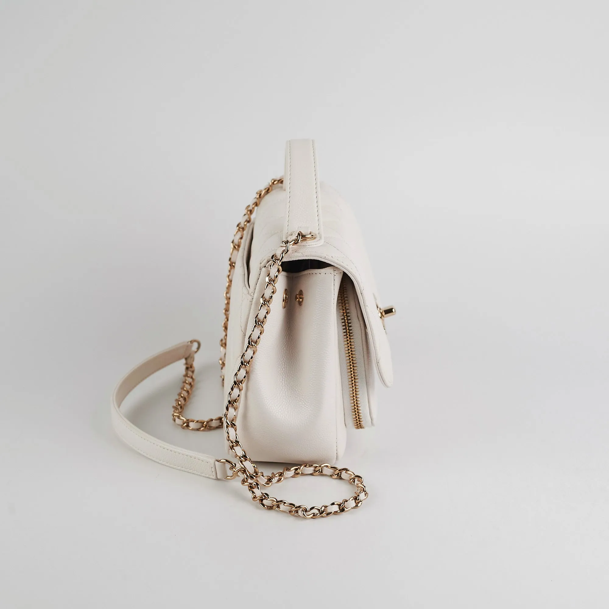 Chanel Business Affinity Small White Caviar