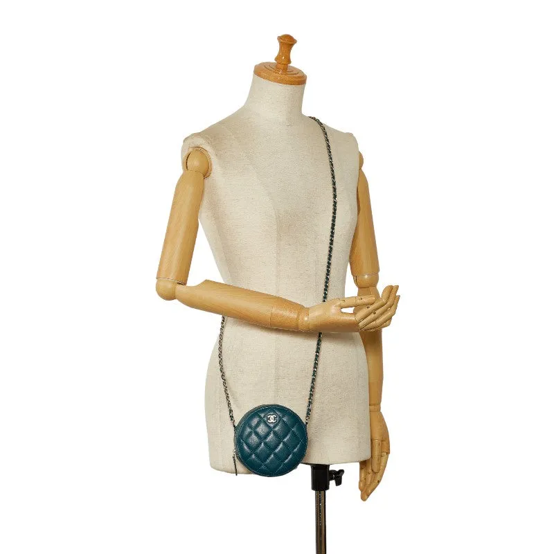 Chanel Matrases Cocomark  Chain Shoulder Bag Portfolio Green Leather  CHANEL