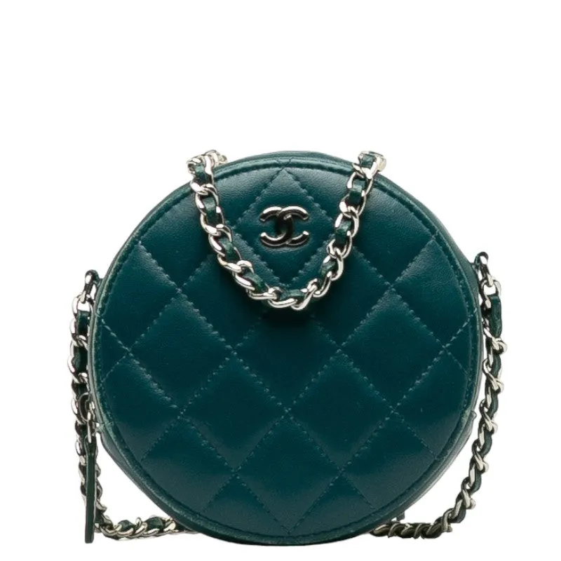 Chanel Matrases Cocomark  Chain Shoulder Bag Portfolio Green Leather  CHANEL