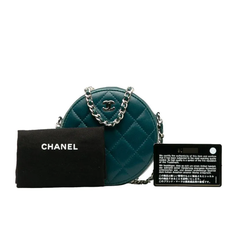 Chanel Matrases Cocomark  Chain Shoulder Bag Portfolio Green Leather  CHANEL