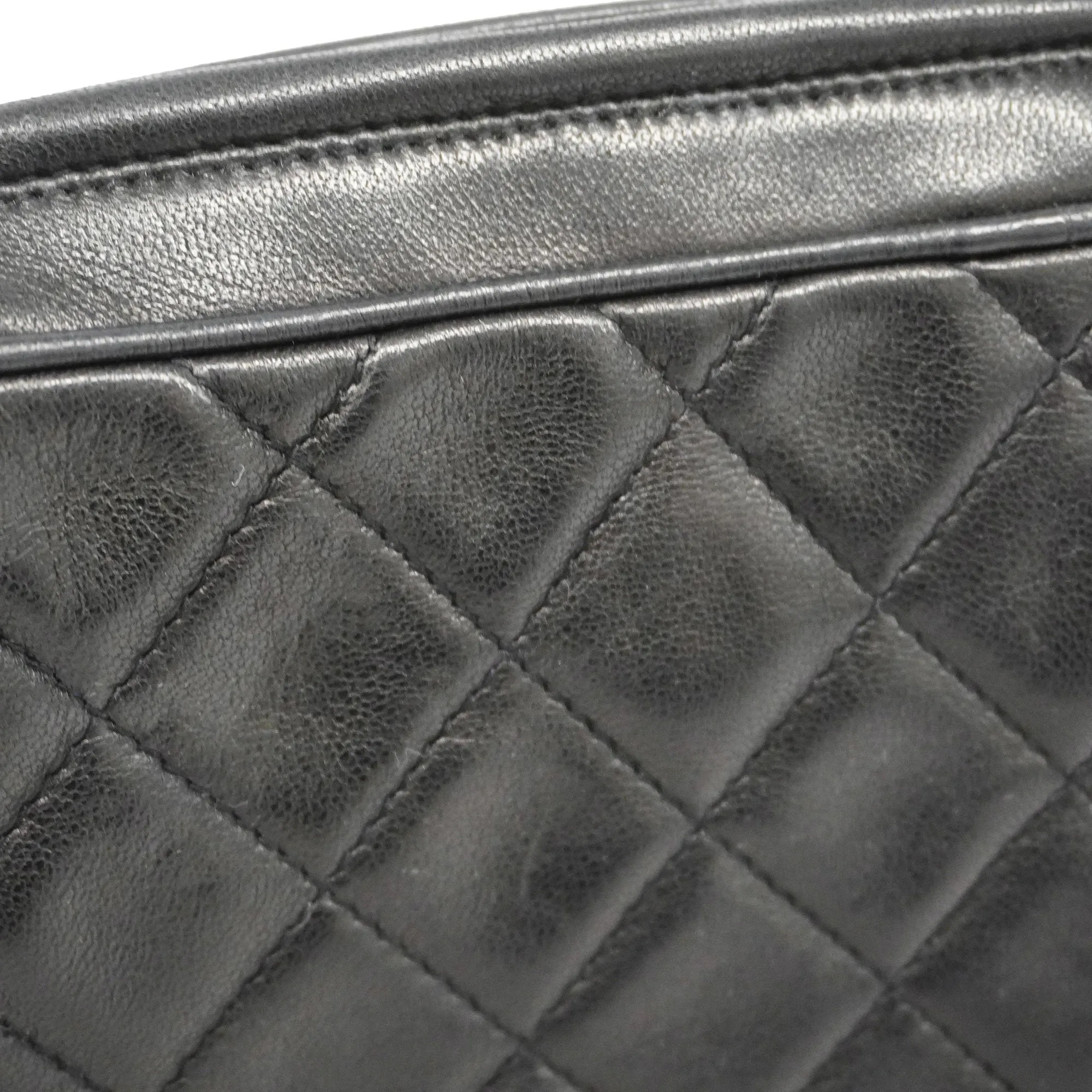 Chanel[3bd5058]   Shoulder Bag Matelasse Chain Shoulder with Fringe Lambskin Black Gold metal