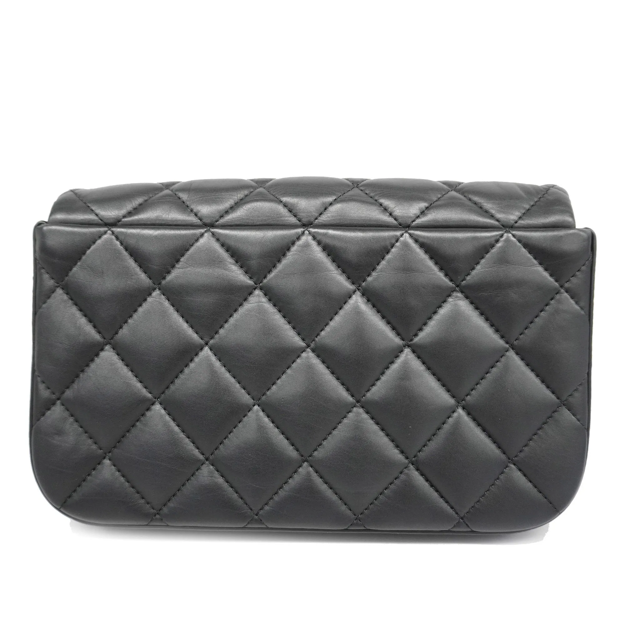 Chanel[3ca0444]   Shoulder Bag Matelasse Chain Shoulder Lambskin Black Gold metal