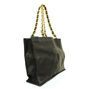 CHANELAuth  Chain Shoulder Women's Leather Tote Bag Black