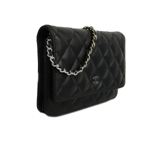 CHANELAuth  Matelasse Chain Shoulder Gold Hardware Women's Lambskin Black