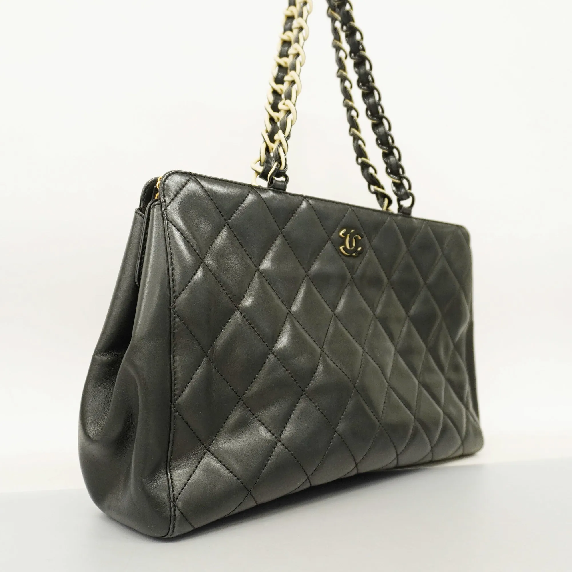 Chanelauth  Matelasse Chain Shoulder Women's Leather Tote Bag Black