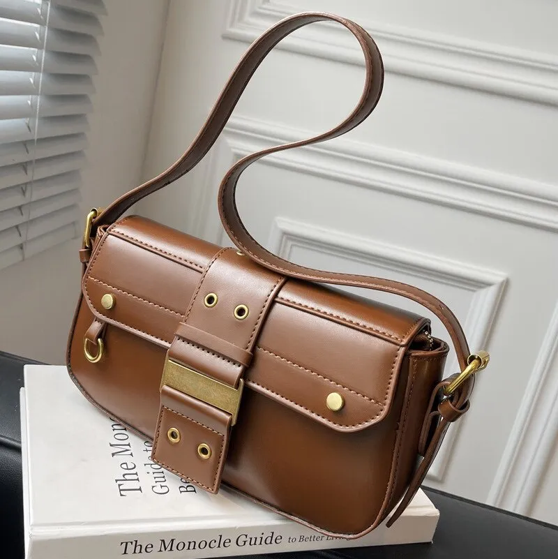 Christmas Gift French Niche Design Bag Female 2021 New Fashion Shoulder Bag Underarm Bag Square Bag Autumn/winter Retro Texture Messenger Bag