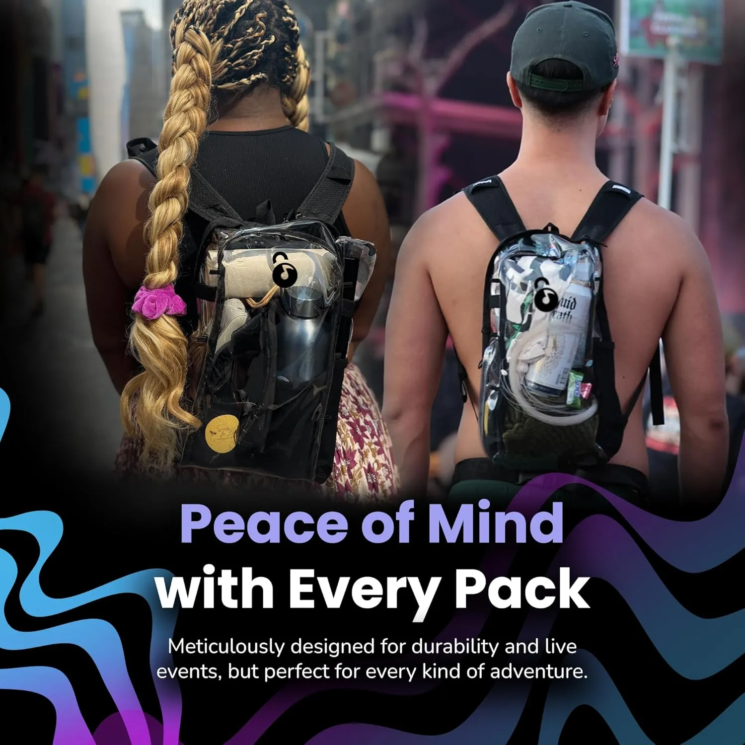 Clear Lite Pack – Anti Theft Clear Bag for Stadium Events with Locking Zippers Protects Items at Festivals, Concerts, and Traveling. Backpack is Compliant with Most Venue Bag Policies