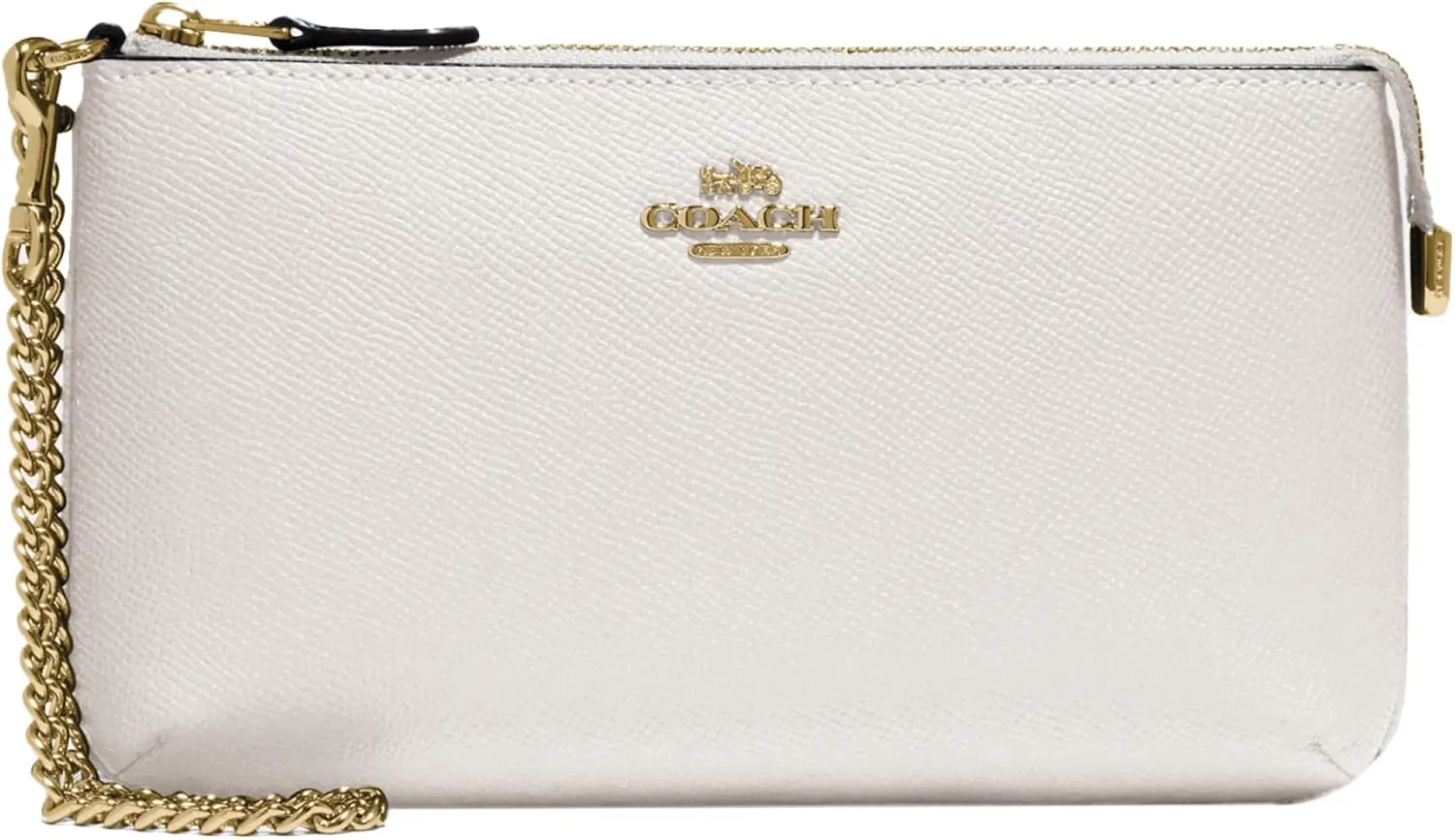 Coach Women's Crossgrain Leather Wristlet W Chain