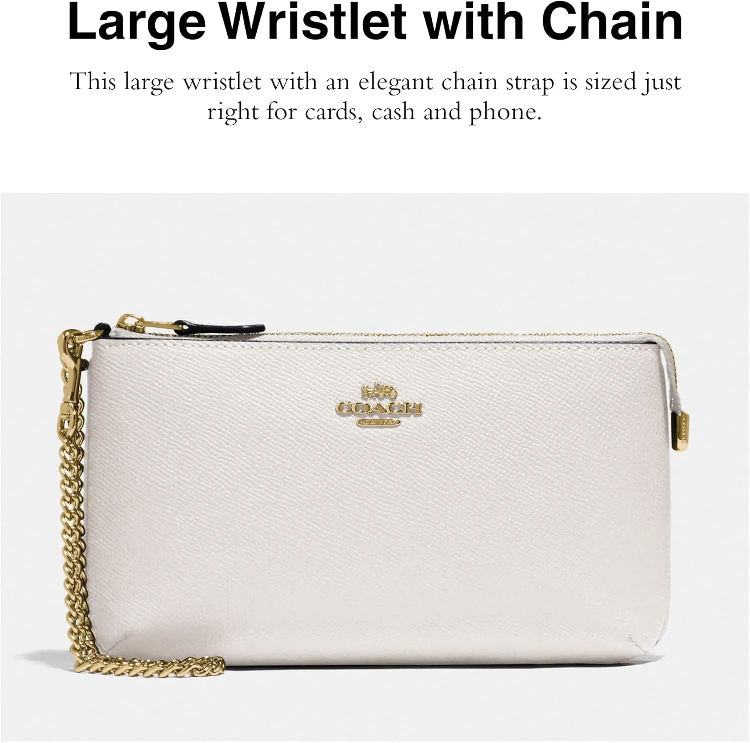 Coach Women's Crossgrain Leather Wristlet W Chain