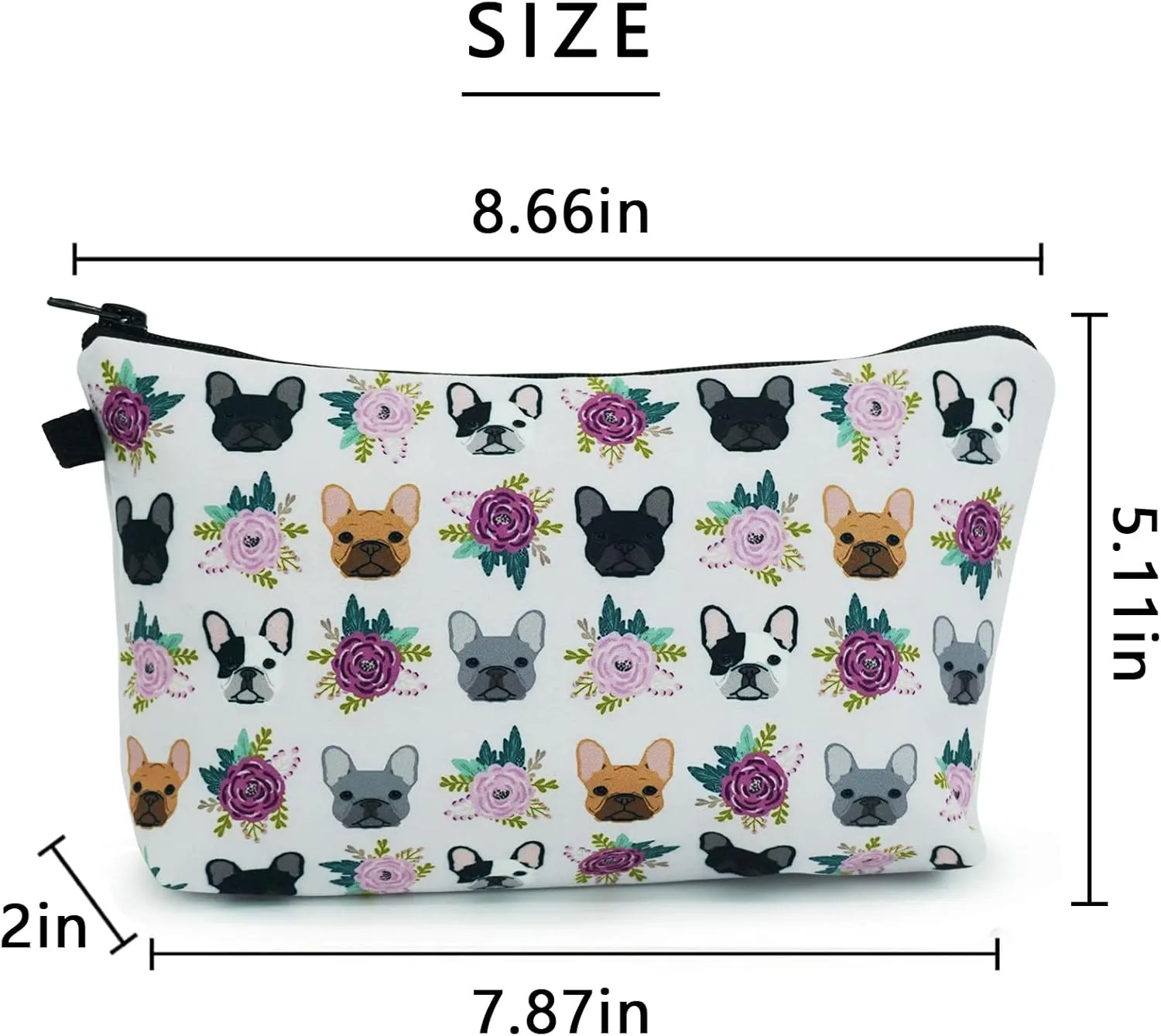 Cosmetic Bags for Women Small French Bulldog Purple Makeup Bag for Purse Travel Toiletry Bag Accessories Organizer Zipper Pouch Gift Idea