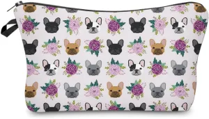 Cosmetic Bags for Women Small French Bulldog Purple Makeup Bag for Purse Travel Toiletry Bag Accessories Organizer Zipper Pouch Gift Idea