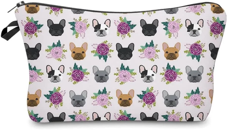 Cosmetic Bags for Women Small French Bulldog Purple Makeup Bag for Purse Travel Toiletry Bag Accessories Organizer Zipper Pouch Gift Idea