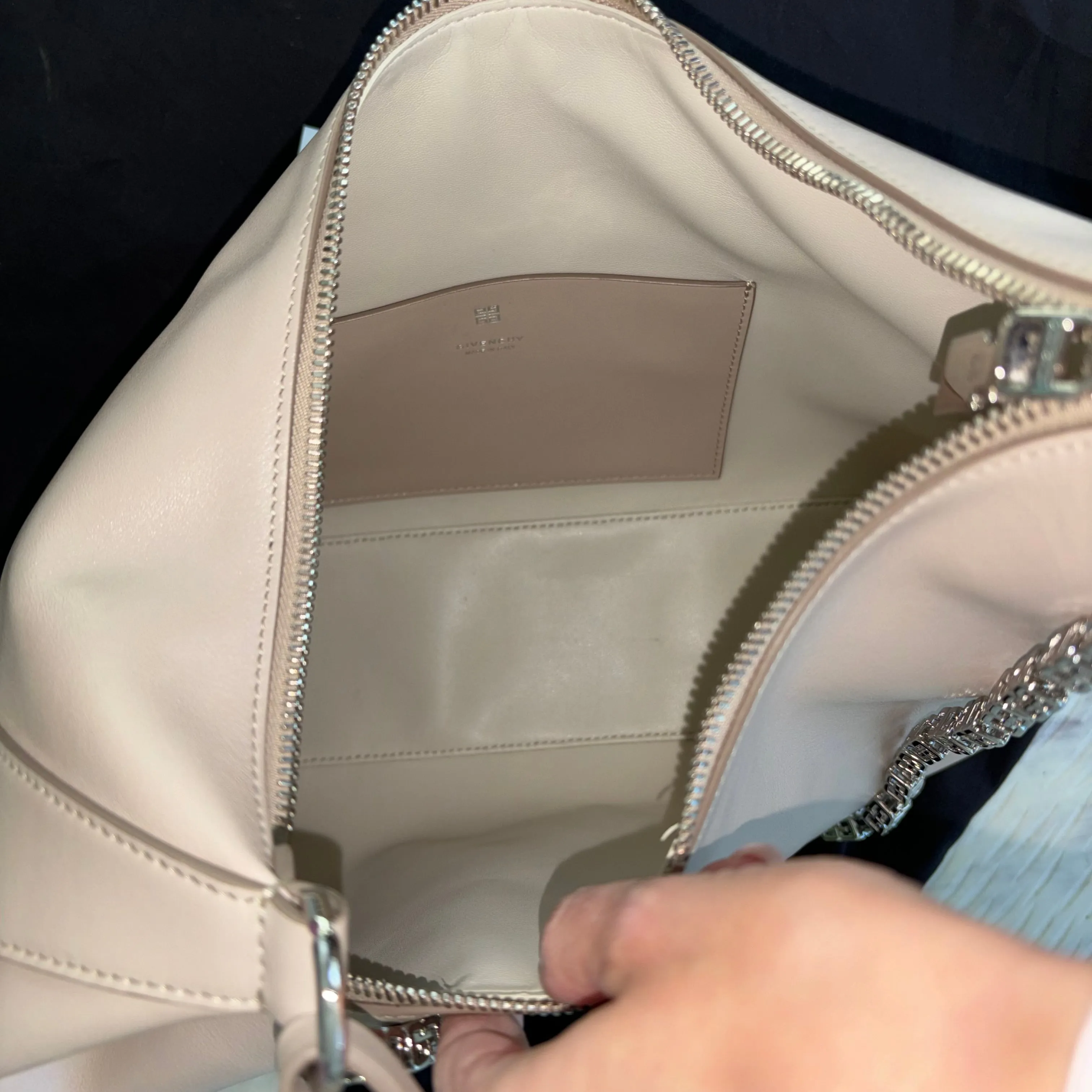 Givenchy Medium Moon Cut Out Leather Shoulder Bag With Chain