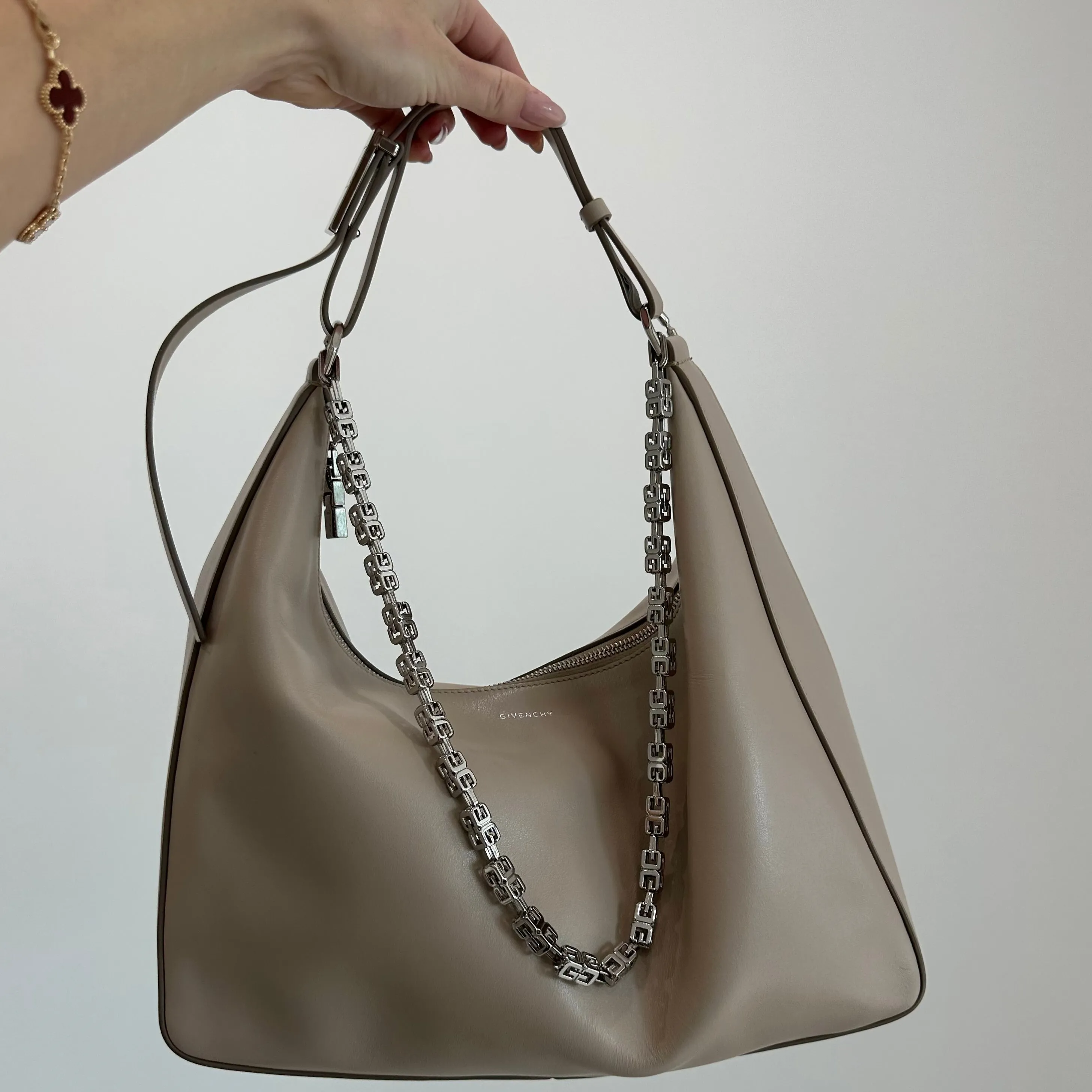 Givenchy Medium Moon Cut Out Leather Shoulder Bag With Chain