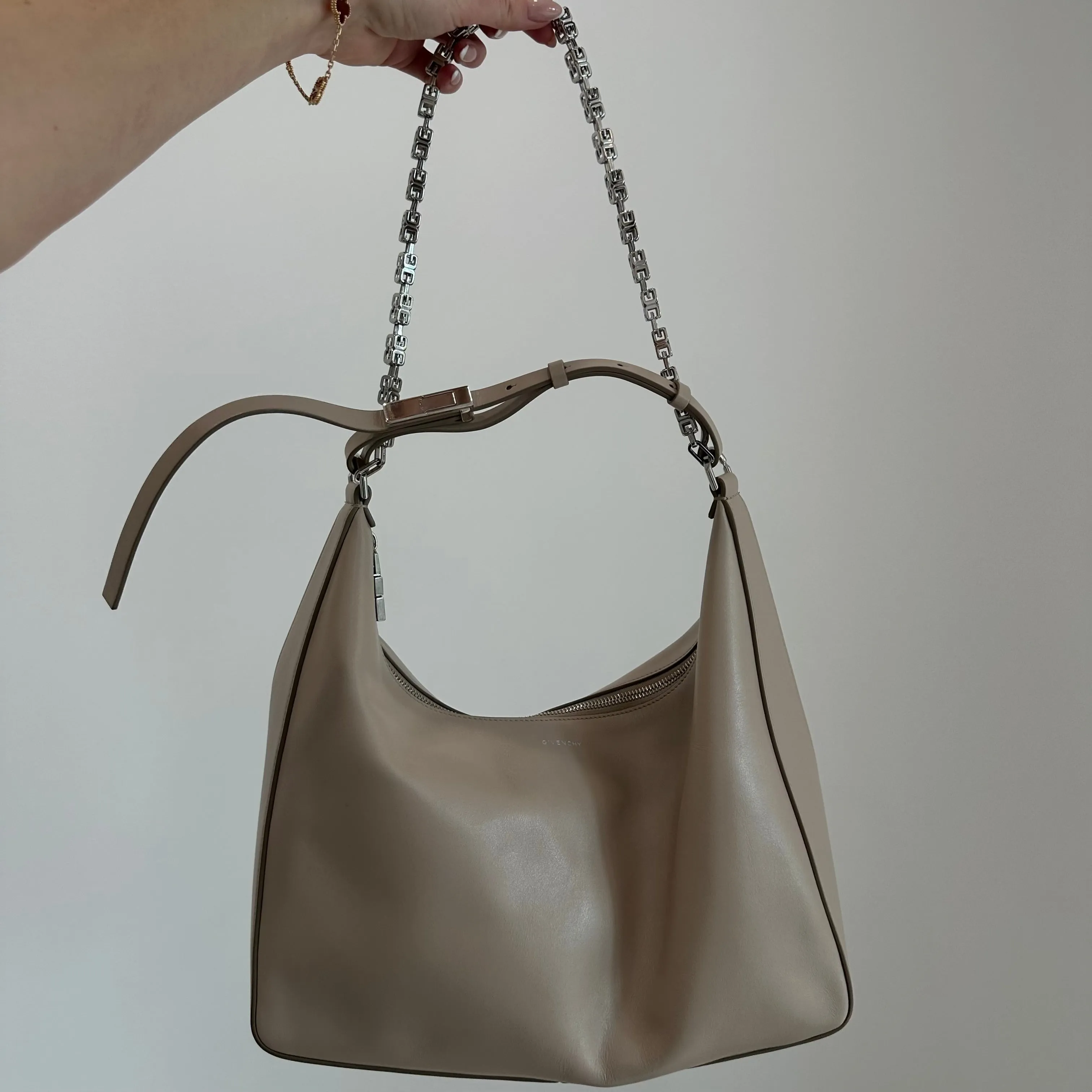Givenchy Medium Moon Cut Out Leather Shoulder Bag With Chain
