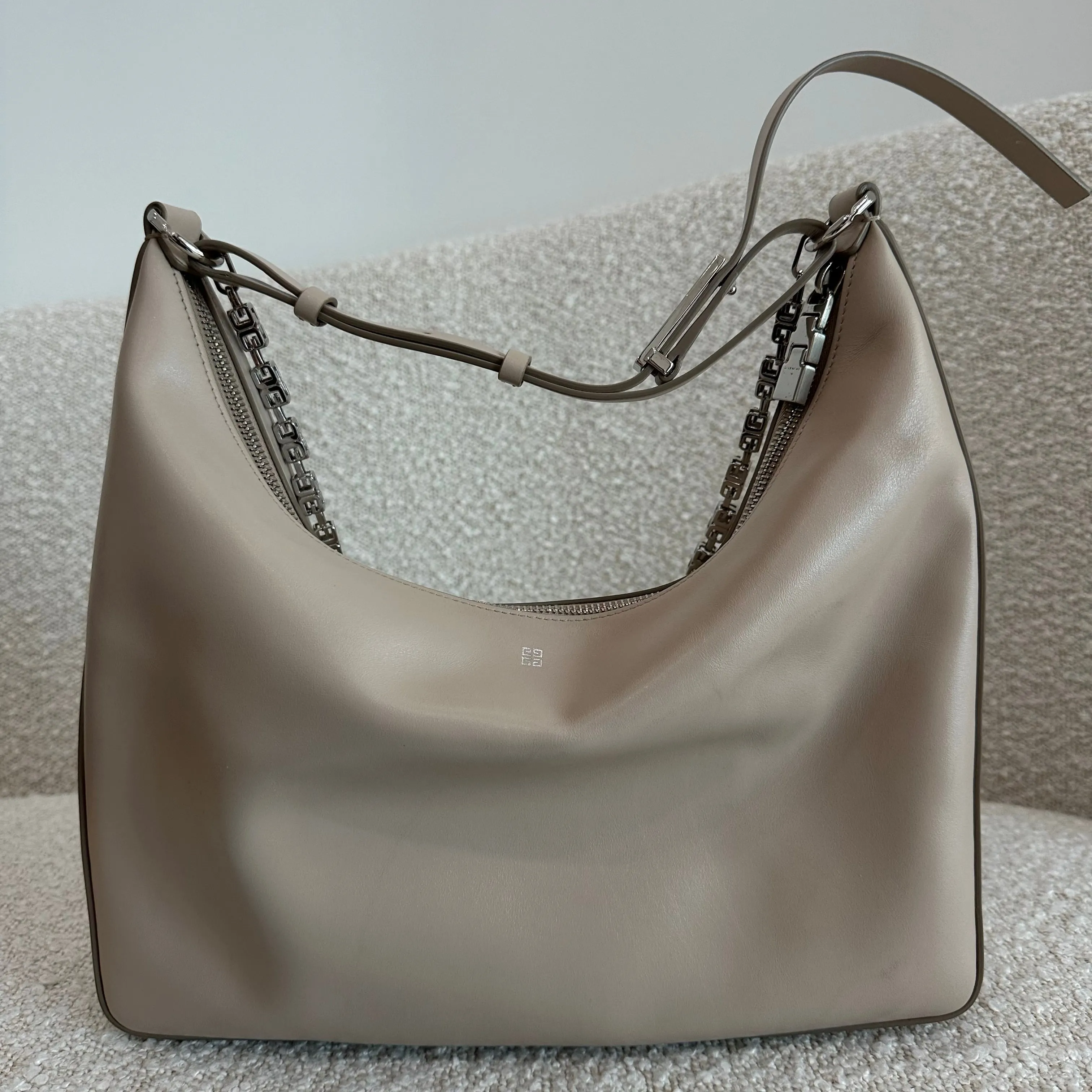 Givenchy Medium Moon Cut Out Leather Shoulder Bag With Chain