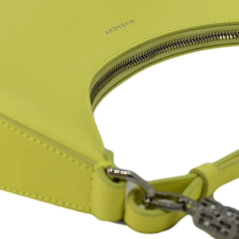 GIVENCHY Moon Cut Out Small Leather Hobo Bag Neon Yellow