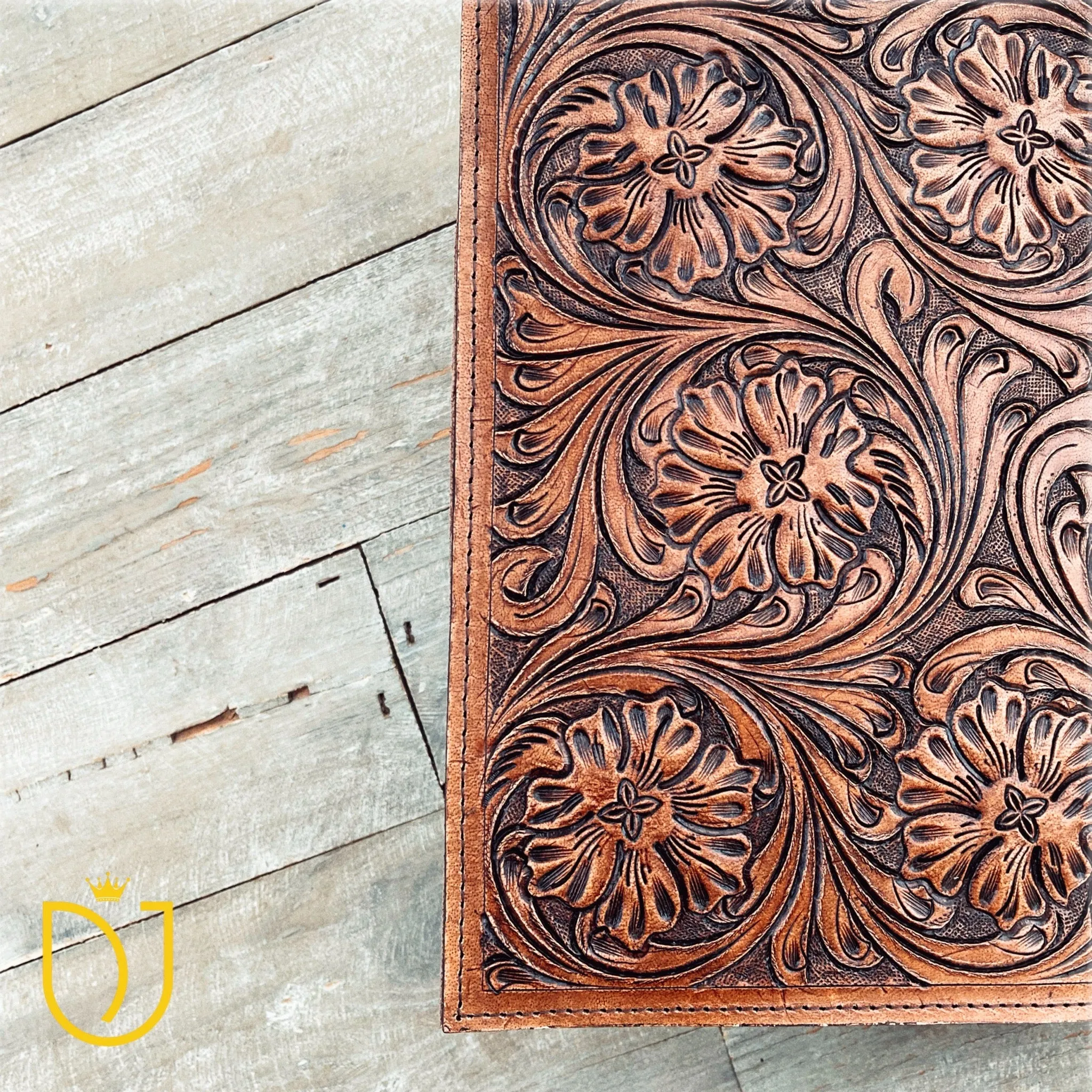 Graceful Hand Tooled Leather Bible Cover