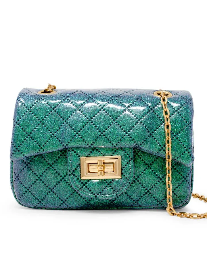 Handbag | Classic Quilted Sparkle Mini Bag- Green Holiday Edition | Tiny Treats and Zomi Gems