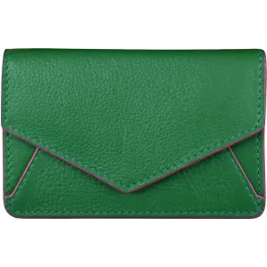 ili New York Envelope Business Card Case Emerald/Fab Fuschia Leather
