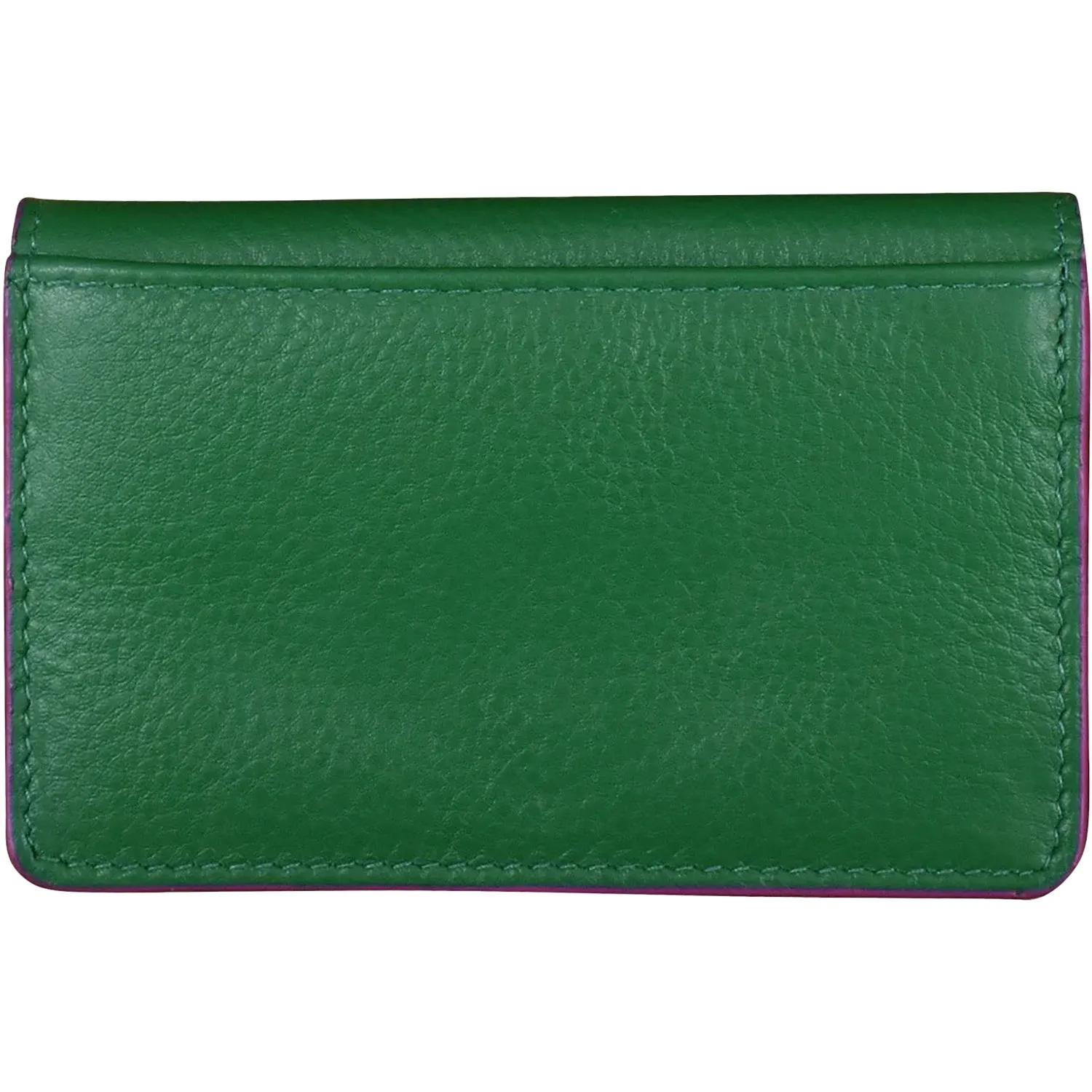 ili New York Envelope Business Card Case Emerald/Fab Fuschia Leather