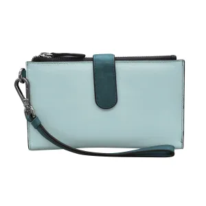 ili New York Leather Purse Phone Wristlet - RFID Protected - Style: 7422 - Denim