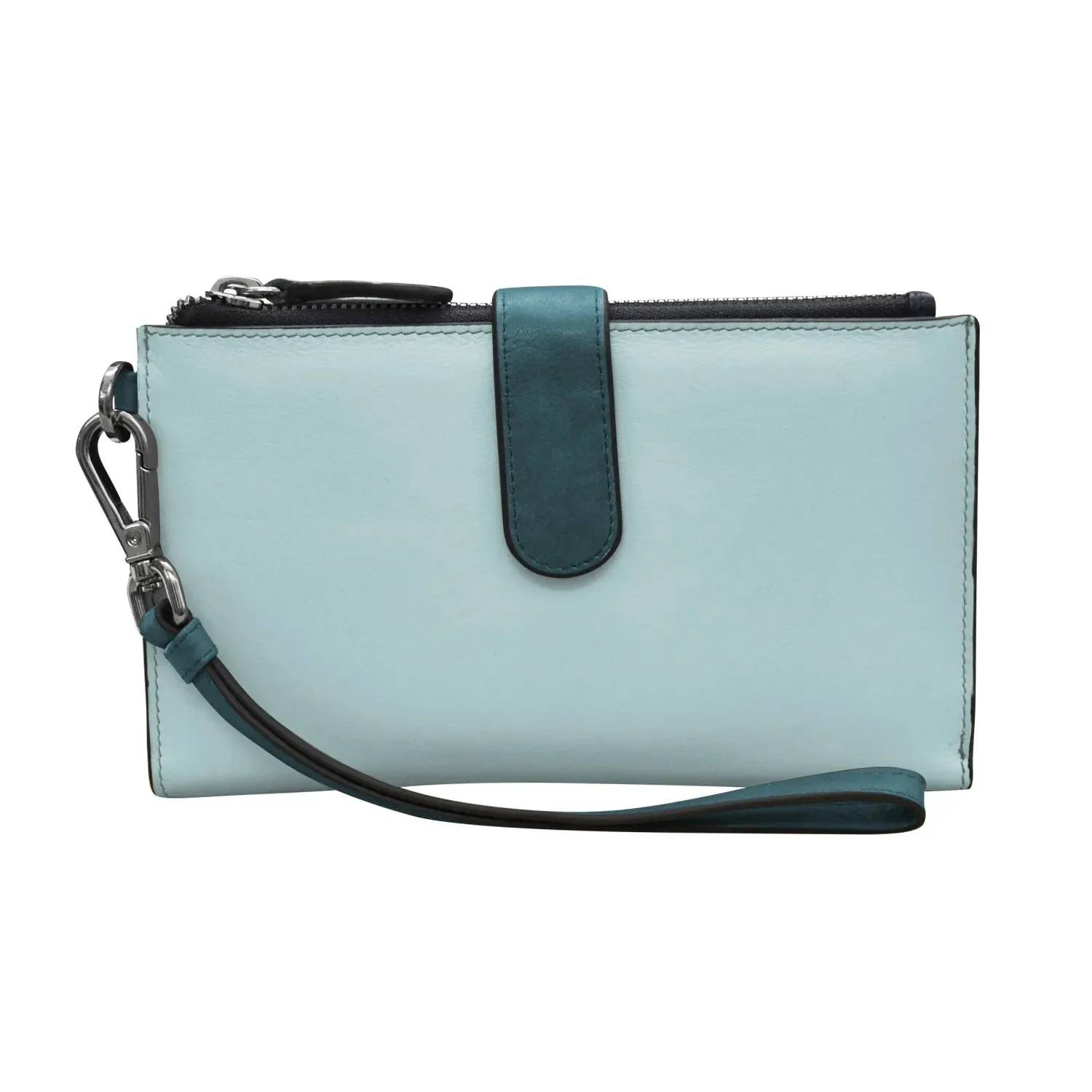 ili New York Leather Purse Phone Wristlet - RFID Protected - Style: 7422 - Denim