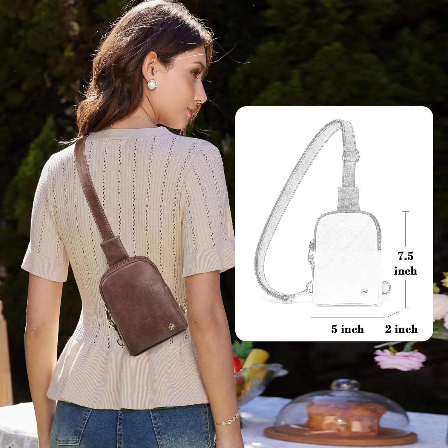 INICAT Sling Bag for Women Touchscreen Small Crossbody Cell Phone Purse Fanny Pack