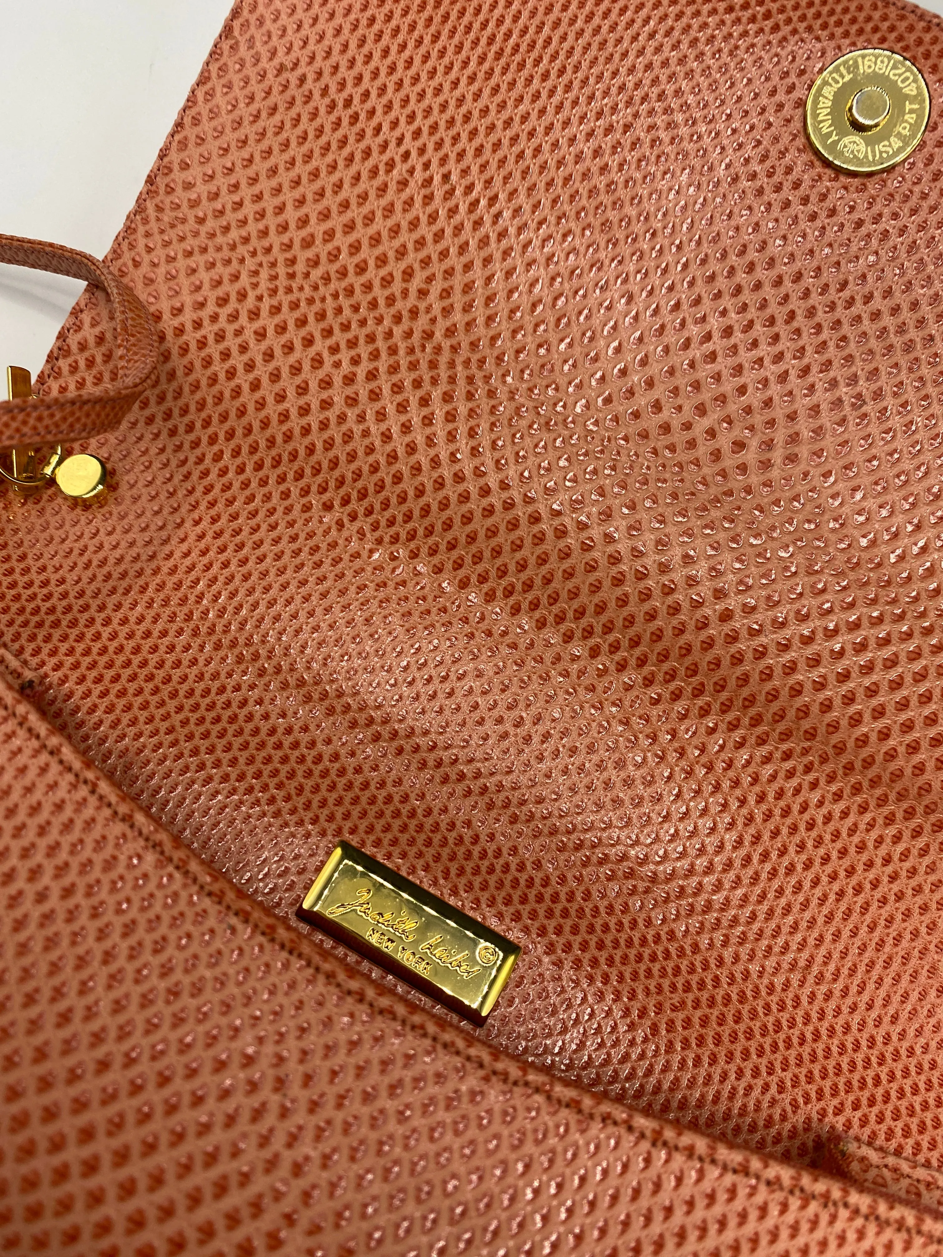 Judith Leiber Karung ( Lizard) Crossbody/Clutch with Native American embellishment